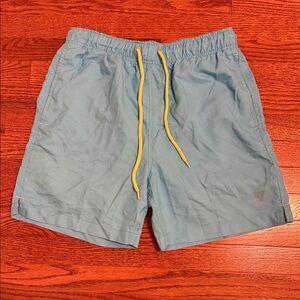 Blue Shorts with Yellow Drawstring